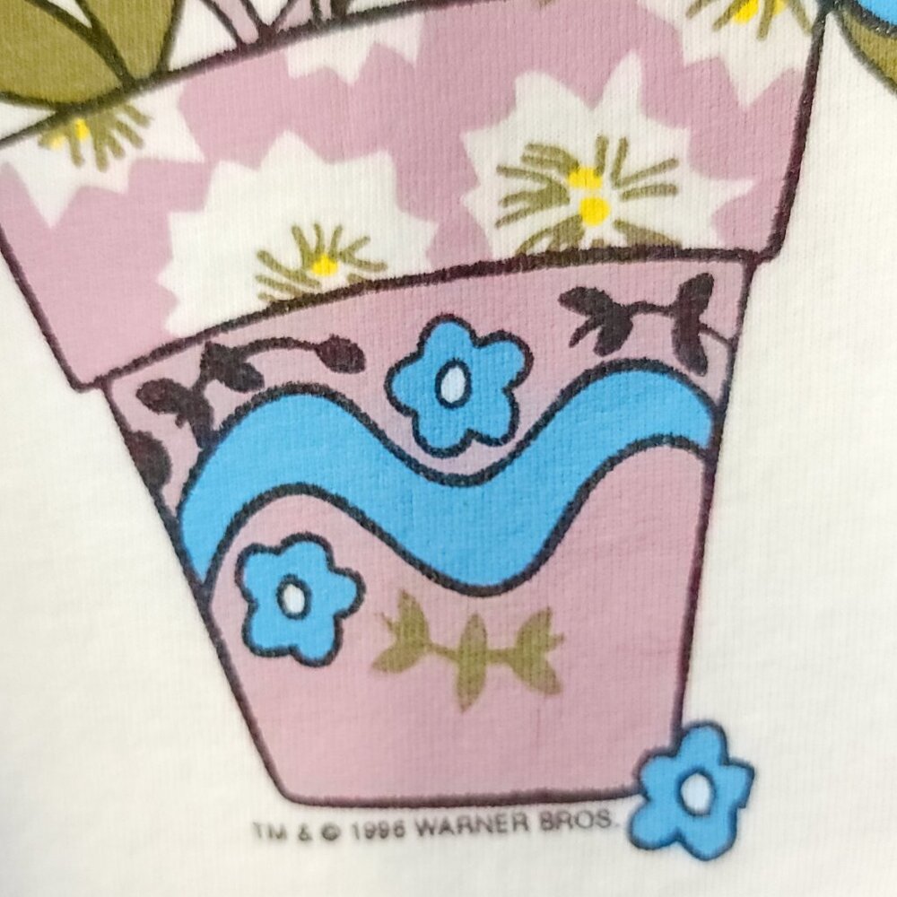 Vtg Sylvester Tweety Bird Graphic Sleep Shirt Women's XL? White Distressed 90s - Picture 3 of 11